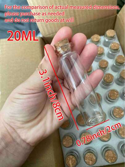 3.1inch/8cm 40Pcs Small Glass Bottles 20ml Wedding Only Sell Glass Bottles And Corks DIY Crafts Mini Jars Glass Vials With Wooden Corks For Weddings Mini Glass Bottles With Cork Stoppers Spell Jars Potion Vials Wish Bottle Message Bottles For Wedding Favors Decor