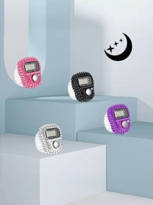 6 Color Options Sparkling Rhinestone Finger Tally Counter, Portable Digital Display Clicker For Golf, Fitness, Prayer, Event Counting, Resettable Mini Tasbih Ring - Multicolor - View 3