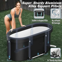 Portable Ice Bath Tub For Home Gym Outdoor - Foldable Oval Tub For Athletes Recovery - Black - View 6