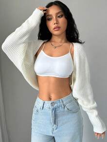 Suéter cárdigan minimalista simple, elegante y moderno, suéter para mujer, ropa de abrigo, suéter holgado de manga larga, prendas de punto para primavera, otoño e invierno. - Blanco - Ver 4