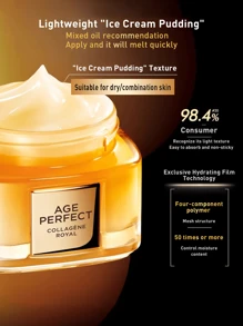 LOREAL 巴黎欧莱雅复颜抗皱皇家面霜（含胶原蛋白），15/30/60毫升，全新升级，丝滑乳霜质地，适合干性及混合性肌肤，轻盈冰淇淋布丁质地，快速融化，独家保湿膜技术，四组分聚合物网络结构，有效控制水分含量。 - 金致臻顏新花蜜膠原乳霜 - 查看 6