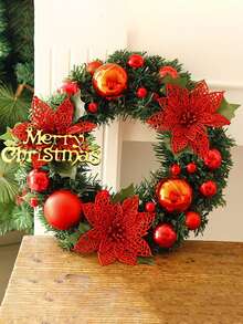 2pcs/10pcs/20pcs Hollow Mesh Clip-On Artificial Poinsettia, Christmas Tree Decorations, Glitter Poinsettia Wreath Decor, Holiday Decorations, Christmas Tree, Wreath, Glitter Poinsettia Christmas Tree Ornaments, Holiday Decor, DIY Poinsettia Wreath, Party Decorations