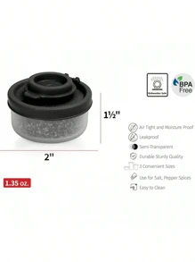 SIGNORA WARE 2 Pieces Mini Airtight Sealed Salt And Pepper Shakers With Lids - Portable Kitchen, Lunchbox, Camping, Picnic, Travel And Outdoor Spice Set