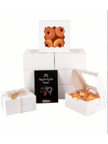 Hộp đựng bánh tráng miệng màu trắng 12/24 có nhãn dán cảm ơn màu trắng, thích hợp để đựng bánh tráng miệng, quà cưới và sinh nhật - Nhiều màu - Xem 8