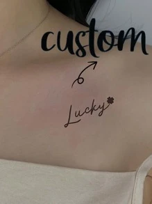 Custom Creative English Phrase Tattoo Sticker, Waterproof, Lasts 1-2 Weeks Without Glare, Suitable For Men And Women's Arms