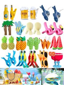 2/4pcs Beach Towel Windproof Clips, Summer Portable Plastic Clothes Pegs In Parrot, Watermelon, Flamingo, Ice Cream, Pineapple, Cactus, Coconut Tree Patterns, Fit For Beach Chair, Patio, Pool, Holds Cartoon Sunglasses, Cocktail Glass, Towel, Decorative Clip For Home (Cute Style)