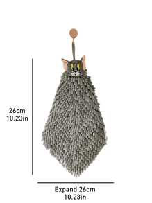 Tom and Jerry Chenille Hand Towel, Quick-Drying Super Absorbent Cute Cartoon Design for Kids & Adults, Soft Plush Material for Bathroom Kitchen Use, Ideal Gift for Cartoon Fans & Home Decor Enthusias with Fathect for Daily Cleaning & Hand Drying, Enhance Your Bathroom