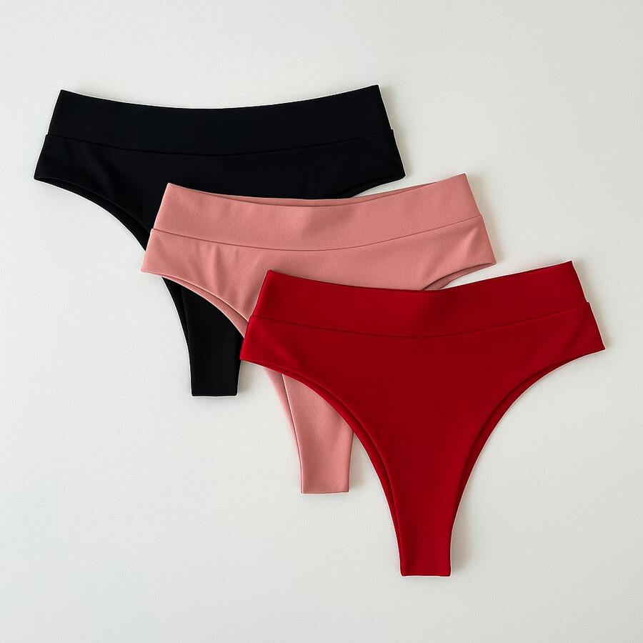 Charme Dela's Kit 3 Calcinha Fio Duplo Cintura Alta Lingerie Gio - Rosa Bebê - Visão 1