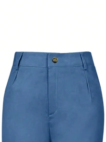 Women's Solid Color Slim Fit Thin Casual Pants, Suitable For Commuting And Daily Wear, Spring/Summer - Blue - View 5