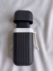 1 pezzo Ombrello a capsula, ombrello nero in gomma antivento e parasole, compatto e portatile, resistente ai raggi UV, ombrello parasole.