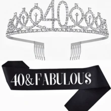 2 Stücke/Set Geburtstags-Schärpe und Tiara für Frauen, inklusive Geburtstagskrone, Happy 18., 21., 30., 40., 50., 60., 70. Geburtstags-Schärpe, Schleife, fantastische Kerzen und Kuchendekoration, Geburtstagsgeschenke für Frauen, Partyzubehör für glücklichen Geburtstag, Valentinstag Accessoires in Gold - Verschiedenfarbig - Übersicht 11