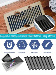 2/4/8pcs PVC Floor Vent Magnetic Vent Covers, Magnetic Exhaust Mesh Covers, Home HVAC Vent Anti-Insect Mesh, Wall/Ceiling/Floor Vent Filters, Durable And Stylish Ventilation Solutions, Modern Ventilation Covers, Durable Mesh Material - Black - View 9