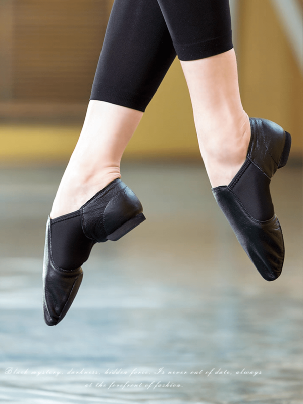 Youth/Teens Soft Leather Jazz Shoes, Lightweight Black Flat Shoes, Unisex Dance Shoes,EVA Split Sole