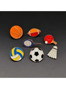 优雅配饰运动系列金属胸针，球拍、足球、羽毛球、橄榄球、篮球、乒乓球拍设计，时尚徽章胸针，节日礼物学校背包万圣节珠宝服装配饰包饰办公室配饰圣诞节 - A - 查看 19