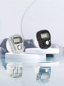 6 Color Options Sparkling Rhinestone Finger Tally Counter, Portable Digital Display Clicker For Golf, Fitness, Prayer, Event Counting, Resettable Mini Tasbih Ring - Multicolor - View 1