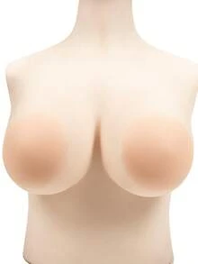 1 Pair Plus Size Silicone Invisible Nipple Covers, Suitable For Parties And Events - Khaki - View 3