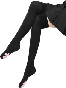3D Cat Paw Over-The-Knee Socks, Cute Soft Toe Socks, Cat Paw Pads Socks, Suitable For Girls And Women Cosplay Outfits - Black - View 6