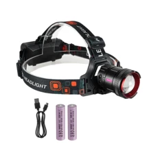 20000流明30W大功率LED头灯USB可充电头灯超亮远射头灯手电筒红外传感器钓鱼头灯 - 黑色 - 查看 10