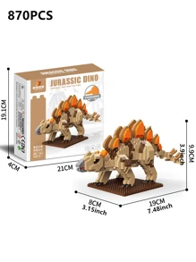 1 pieza Dinosaurio de la era Jurásica 1500 piezas Kit de construcción 3D creativo y educativo, juego de bloques de construcción para descompresión, decoración ideal para amantes de los dinosaurios, regalo para fiestas y cumpleaños