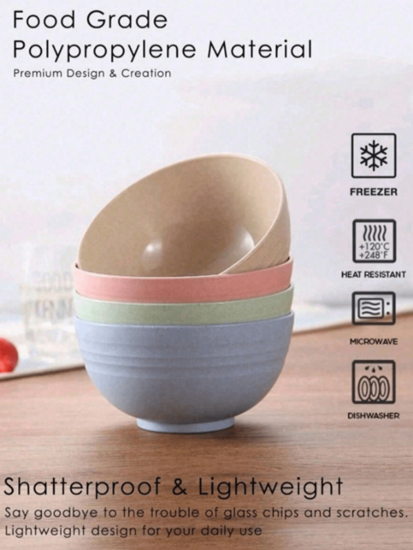 4pcs PP Bowl, Modern Magnetic Clasp Rice Noodle Bowl For Kitchen,School Supplies