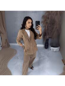 Conjunto Feminino Linho Fashion & Sofisticado & Elegante - Cappuccino - Visão 4