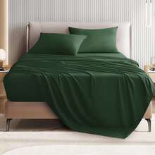 FORZZZ 4 Piece Soft Microfiber Sheet Set - Luxury 2000 Ultra- Deep Pockets -Bedding Sheets & Fitted Bed Sheet & Pillowcases(Green) - 橄欖綠 - 查看 2