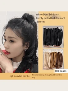 50个/罐 时尚高弹细发圈，简约基础款发圈，细罗纹发圈，小巧精致发饰，礼品，马尾辫发圈，发绳，橡皮筋，发绳头饰 - 彩色 - 查看 25