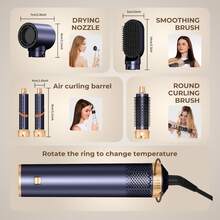5-In-1 Negative Ion Hair Dryer, Air Curler, Straightener Brush, Drying Brush Multi-Functional Hair Styling Tool Set For Home Use