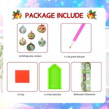 6pcs Diamond Painting Magnetic Christmas Ball Fridge Decor, 5D DIY Shiny Diamond Craft Kit, PET Material, Beginner Handcraft Skill Upgrade Christmas Gift, Fridge Decor Ideal Accessory - Christmas Home Decor Gift