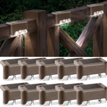 4/10/16 Stücke Solar Zaunbeleuchtung, wasserdichte kleine LED Weihnachtsbeleuchtung in Weiß, Schwarz, Braun für Outdoor an Terrasse, Treppe, Zaun, Garten (Braun)