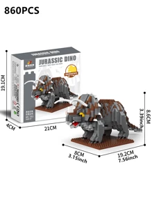1 pieza Dinosaurio de la era Jurásica 1500 piezas Kit de construcción 3D creativo y educativo, juego de bloques de construcción para descompresión, decoración ideal para amantes de los dinosaurios, regalo para fiestas y cumpleaños
