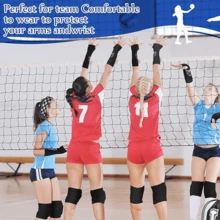 5 Pcs Volleyball Accessories Include Knee Pads, Arm Sleeves, Softball Headbands For Women Volleyball Training Dance - Black - View 3