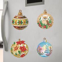 6pcs Diamond Painting Magnetic Christmas Ball Fridge Decor, 5D DIY Shiny Diamond Craft Kit, PET Material, Beginner Handcraft Skill Upgrade Christmas Gift, Fridge Decor Ideal Accessory - Christmas Home Decor Gift