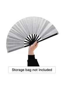 1 peça de ventilador dobrável de cor sólida brilhante. Leques de mão dobráveis, - Ventilador de rave - Ventilador dobrável grande de tecido premium, dança em linha, ventilador de dança tai chi, ventiladores de tecido retrô vintage de náilon, dobrável para performance em palco, ventilador DIY de cor sólida com grafite, terno para homens/mulheres, festival
