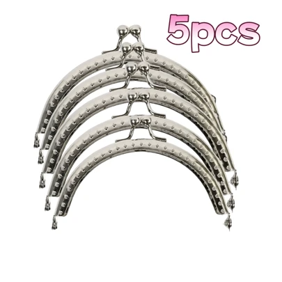 5 piezas de accesorios de 8,5 cm para hacer carteras y bolsos, con forma de semicírculo hueco en color dorado y plateado