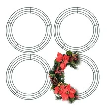 Pacote com 2 molduras de arame para guirlanda com 20 laços torcidos, anéis de metal para guirlanda para artesanato, porta da frente, Natal, Dia de Ação de Graças, Ano Novo, casamento, Dia dos Namorados, jardim, decoração para festa em casa