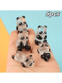 5/15件夜光熊猫玩具摆件游戏动物公仔diy手工发光挂饰树脂配件微景观摆件微型立体熊猫挂件材料不带电 - 彩色 - 查看 10