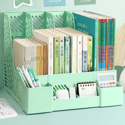 1-teiliger Schreibtisch-Datei-Organizer mit 4 Fächern, PP-Material, abnehmbar, platzsparende Aufbewahrungsbox für Bürobedarf und Dateiklassifizierung, Schreibtisch-Organizer