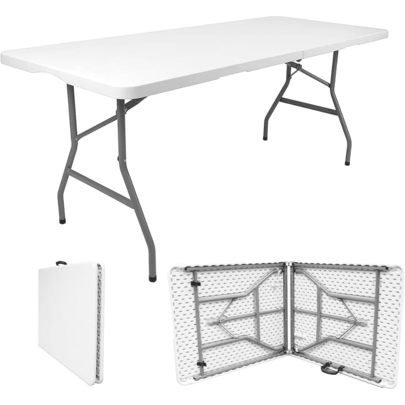 6ft Heavy Duty Folding Table - Portable & Compact Foldable Table - Ideal Folding Table For Picnic, Catering, Garden, Camping Table, Pasting, Crafting,