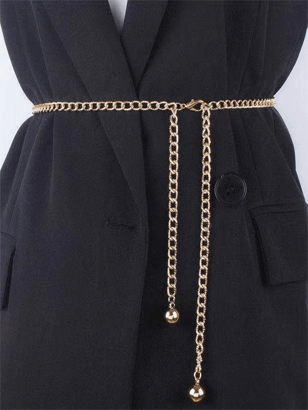 1 قطعة حزام معدني للخصر للنساء، سلسلة خصر مفرغة مع شرابات، موضة أوروبية وأمريكية