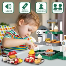 71Pcs Kids Fast Food Playset Caterer Kitchen Toy Set - 綠色 - 查看 5