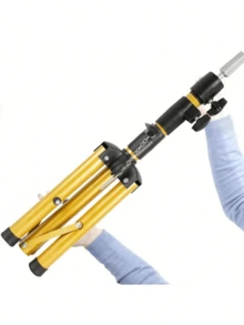 55 Inch Adjustable Aluminum Wig Stand Tripod With Rotatable Metal Head, Heavy Duty Wig Display Stand For Hairstyling And Exhibition - Multicolor - View 10