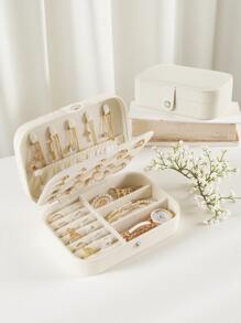 新款豪华升级大容量PU皮革首饰盒 | 首饰收纳包，旅行首饰盒 | 多层隔层，可收纳项链、戒指和耳环 | 便携式旅行首饰盒 | 送给女友/妈妈/母亲节/闺蜜生日/情人节的礼物，女士旅行必备，节日必备，秋季装饰，万圣节 - 彩色 - 查看 7