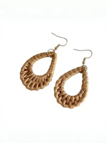 1 对手工制作的棕色藤条椭圆形空心吊坠耳环 | 1 对 | 藤条，不锈钢 | | 度假装 | 复古/假日风格，女士 | 独特