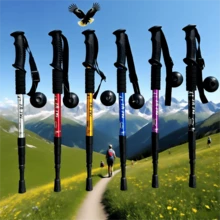 1支高强度可调节铝合金登山杖，四节伸缩设计，适用于户外徒步、登山和自卫，男女通用专业户外装备 - 彩色 - 查看 2