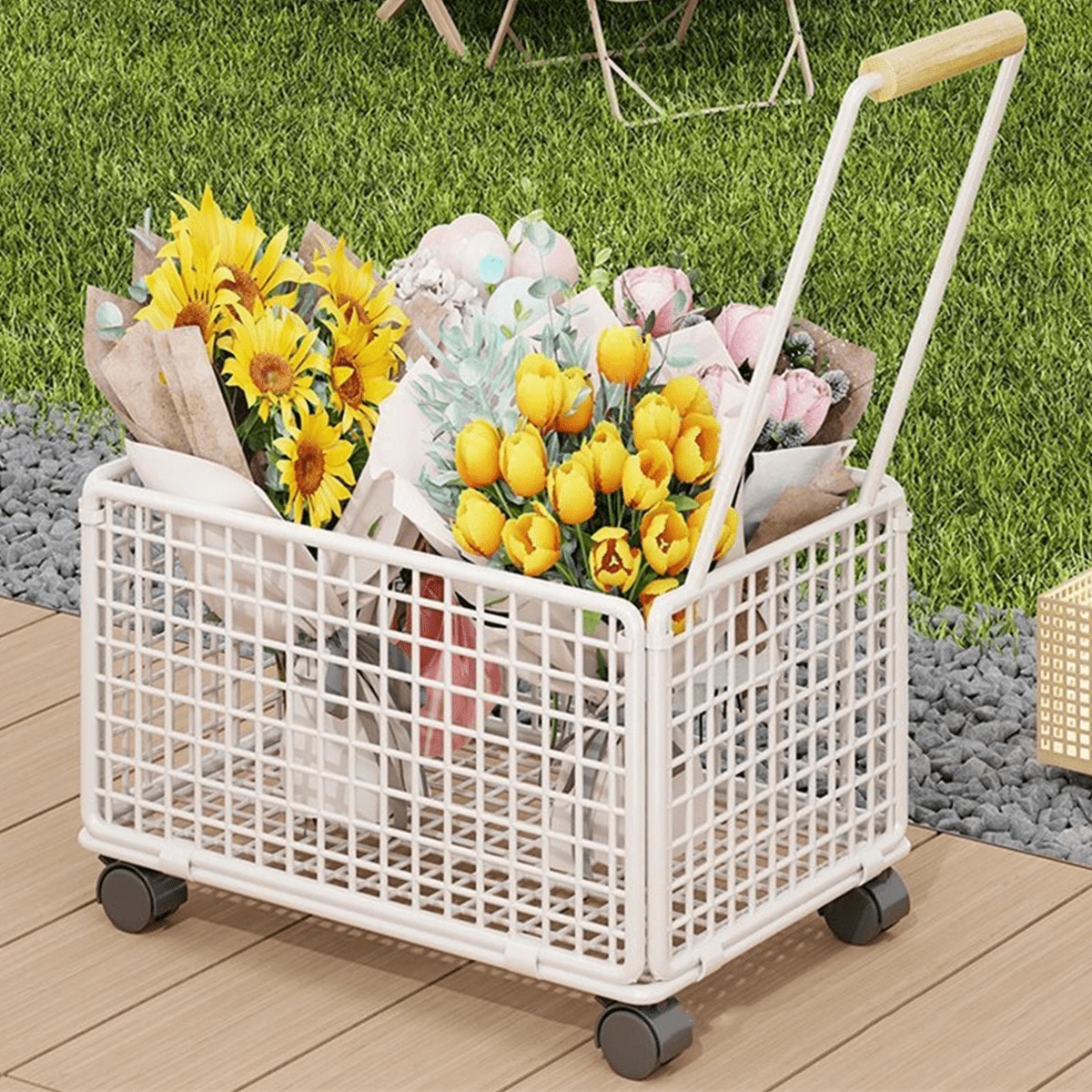 1pc Outdoor Camping Trolley Foldable Wagon Cart For All-Terrain Adventures, Lightweight Stair-Climbing Hand Truck, Portable Shopping Cart For Picnics And Travel, Easy-Store Telescoping Handle, Durable Wheel System, Compact Fold For Quick Storage, Versatile Utility Cart For Outdoor Grilling, Beach Trips, Camping, Hiking, And Everyday Errands, Ideal For Seniors, Families, And Active Lifestyles, Weather-Resistant Frame, Quick Assembly - Multicolor - View 1