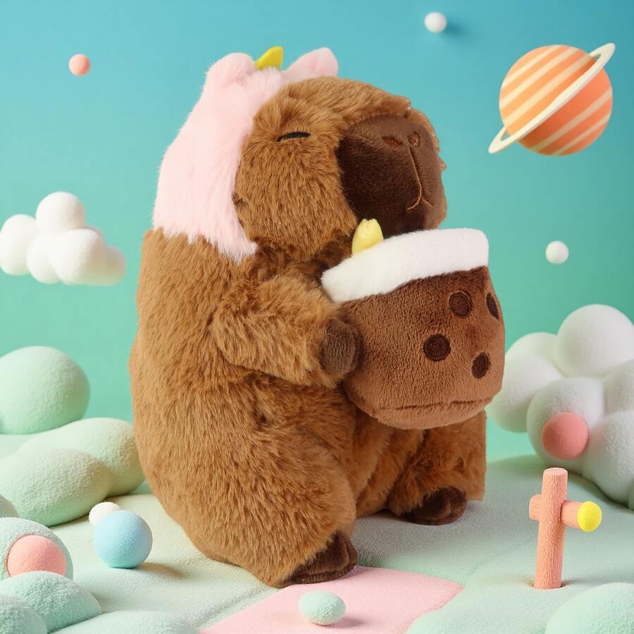 12 Inch Capybara Plush – Ultra‑Soft Fabric, Embroidered Details, Child‑Safe, Certified Stuffed Toy, Perfect Birthday Or Holiday Gift - 粉色 - 查看 1