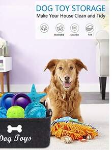 Large Capacity Collapsible Custom Pet Toy Box With Name. Great For Organizing Felt Pet Toy Storage Box, Dog Toy Box Storage Basket - Dog Toys, Blankets, Leashes, Food And Puppy Clothing Item Storage. 1pc Felt Dog Toy Box, Storage Basket Chest Organizer For Organizing Pet Toys, Blankets, Leashes And Food- Sturdy, Easy To Clean, Space-Saving, Fall Decor,Playful Pet Design - Multicolor - View 12