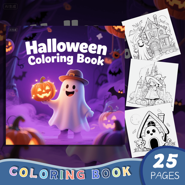 Halloween Coloring Book For Kids & Adults - 25 Unique Relaxing Art Pages | Creative Stress Relief Gift For Valentine's, Christmas, Birthdays & More | Fun Learning Activity For Children