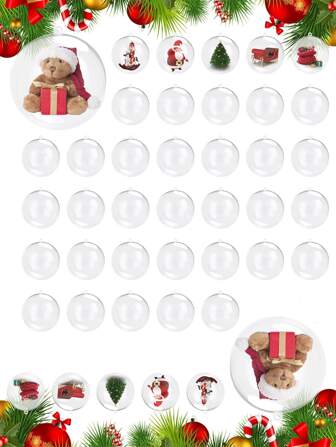 30-delars set med dekorativa kulor, avtagbara ihåliga julkulor i transparent akrylmaterial, lämpliga för gör-det-själv-juldekorationer, perfekta för högtider, bröllop, fester, jul, julafton, julafton, halloween, köpcentra, heminredningsprodukter juldekorationer rumsdekoration juldekorationer hem julklappar juldekoration